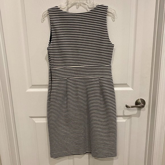 Banana Republic Dresses & Skirts - Banana Republic Black & White Striped Sleeveless Round Neck Pleated Waist Dress